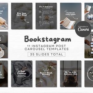 Karuzela na Instagramie Post Przytulny Estetyczny Szablony Bookstagram Canva Miłośnik książek Media społecznościowe Twórca treści książkowych Influencer książkowy