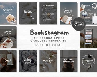Karuzela na Instagramie Post Przytulny Estetyczny Szablony Bookstagram Canva Miłośnik książek Media społecznościowe Twórca treści książkowych Influencer książkowy