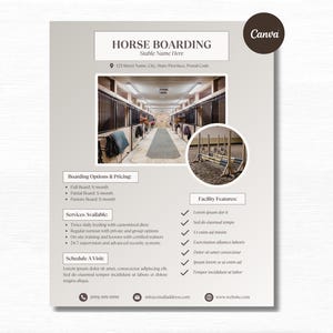 Horse Boarding Advertisement Canva Equestrian Template Barn Owner Poster Printable Horse Marketing Template Barn Organization Stable Manager