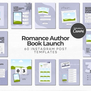 Modèle Instagram de lancement de livre d'auteur romantique pour le marketing de livre Auteur indépendant IG Rédacteur de médias sociaux Promo de livre sur Instagram Bookstagram Canva