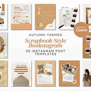 Scrapbook Bookstagram Canva Template Trendy Bookstagram Content Cozy Bookstagram Autumn Bookstagram Bookish Social Media Book Influencer IG