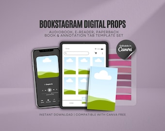 Bookstagram Template Bundle Canva Book Mockup Audiobook Template Annotation Set Book Content Creator Author Social Media