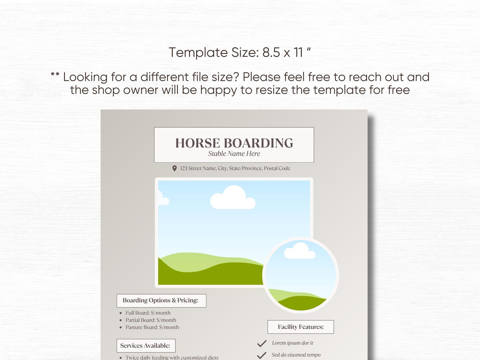 Horse Boarding Advertisement Canva Equestrian Template Barn Owner ...