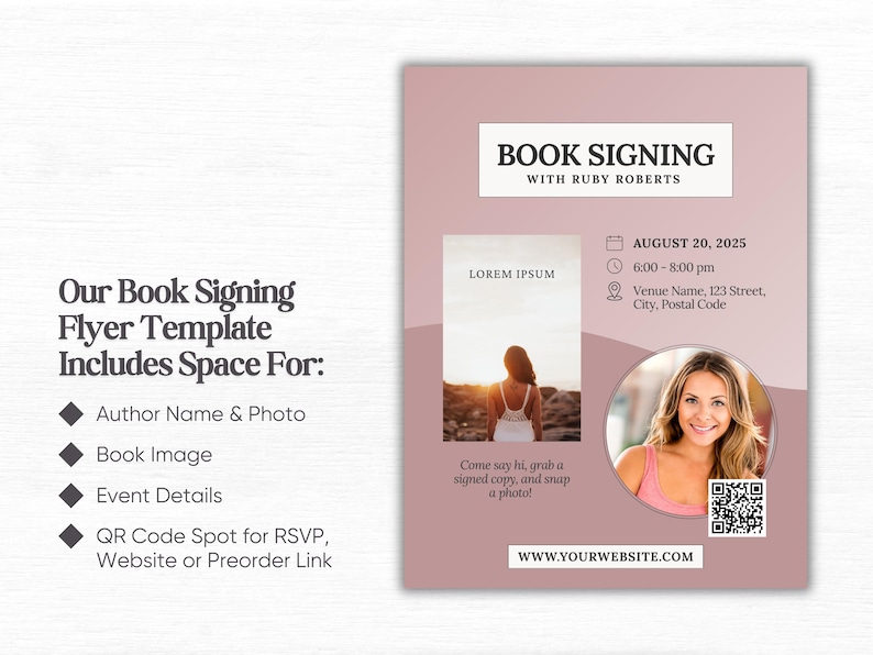 Author Book Signing Flyer Canva Template Indie Authors Book Launch ...