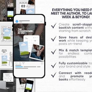 Romance Author Bookstagram Bundle Indie Author Book Launch Writer Instagram Book Promo Template Canva Book Marketing Bookish Content Creator image 3