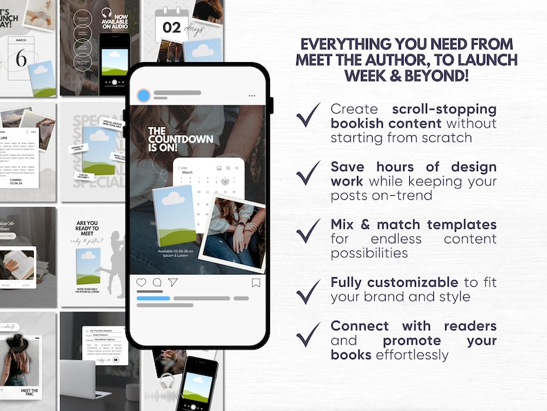 Romance Author Bookstagram Bundle Indie Author Book Launch Writer Instagram Book Promo Template Canva Book Marketing Bookish Content Creator image 3