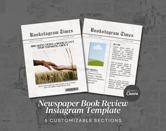 Newspaper Template Bookstagram Carousel Book Review Canva Bookish Social Media Book Content Creator Trendy Bookstagram Author Book Launch