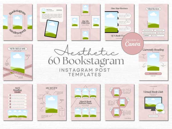 Book Instagram Bookstagram Canva Template Bookish Instagram Book Lover Social Media Book Review Template Reading Instagram Author Marketing