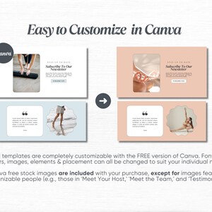 May include: A Canva template for a newsletter with a light blue background and a photo of a person doing yoga. The text "Subscribe To Our Newsletter" is in a dark blue font. The template is customizable with the FREE version of Canva.