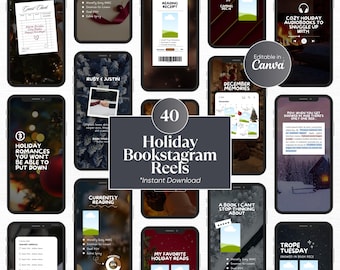 Holiday Bookstagram Reels Cozy Bookish Christmas Instagram Template Canva Booktok Reels Book Lover Social Media Bookish Content Creator