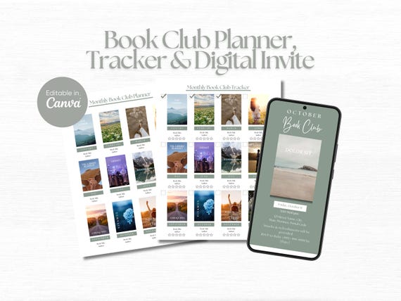 Book Club Planner Template Printable Book Club Tracker Template Customizable Digital Book Club Invite for Book Club Host Reading Tracker