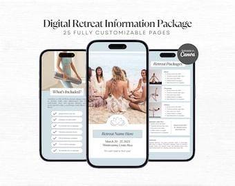 Digital Retreat Information Package Template Yoga Retreat Planning Custom Retreat Canva Template Client Welcome Package for Retreat Host