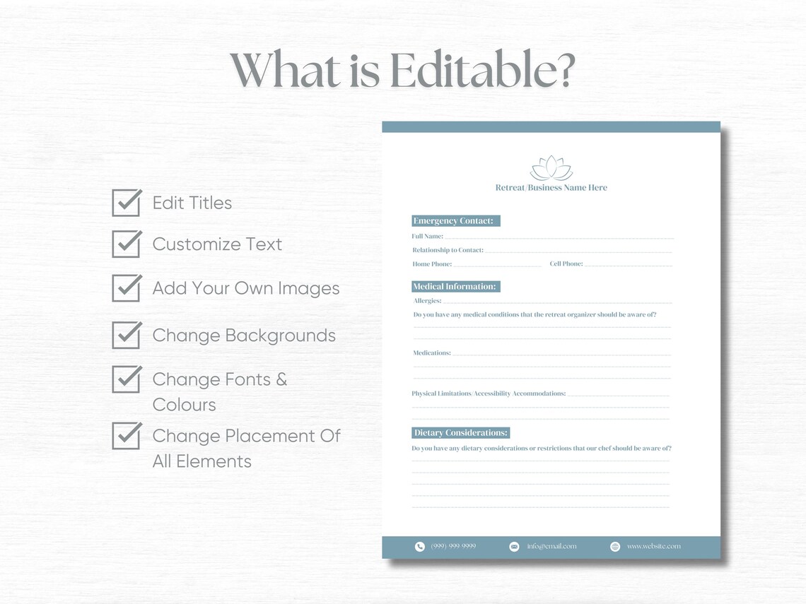 Wellness Retreat Registration Form Template Editable Yoga Retreat ...