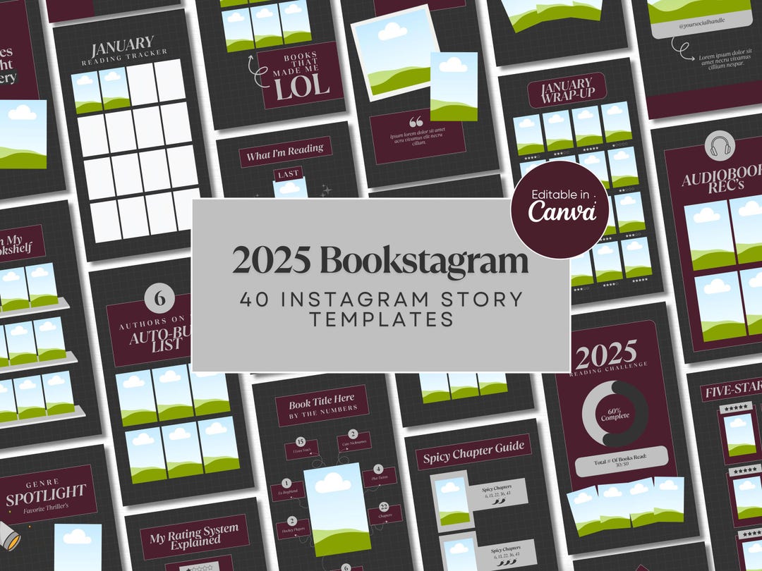 2025 Book Template Bookstagram Story Canva Bookish Insta Book Lover ...