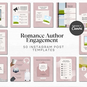Modèle Instagram d'auteur romantique Engagement de l'auteur Rédacteur marketing sur les réseaux sociaux Promo livre Instagram Bookstagram Canva Auteur indépendant