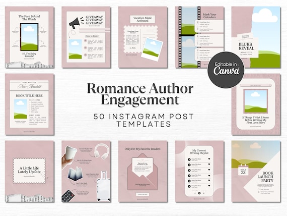 Romance Author Instagram Template Author Engagement Social Media Marketing Writer Instagram Book Promo Bookstagram Canva Indie Author