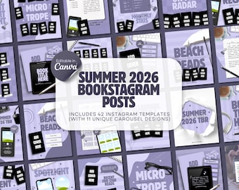 Summer Bookstagram Bundle Book Review Canva Template Book Content Creator Instagram Author Social Media Romance Reader Idea