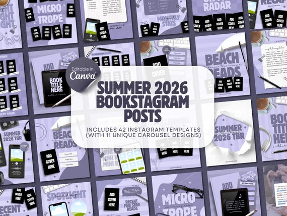 Summer Bookstagram Bundle Book Review Canva Template Book Content Creator Instagram Author Social Media Romance Reader Idea