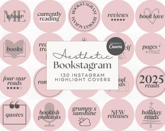 Bookstagram Highlight Cover Bookish Instagram Highlight Cover Template Book Lover Icon Bookstagram Aesthetic Canva Template Boho Minimalist