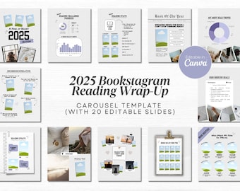 Bookstagram Template 2025 Reading Recap Buchkritik Canva Reading Challenge Tracker Monthly Reading Tracker Book Social Media