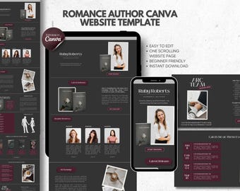 Canva Website Template for Dark Romance Author Book Promo Indie Author Landing Page Book Marketing Fantasy Author Brand Editable Website