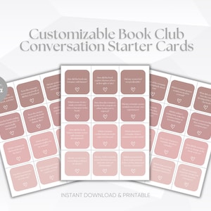 Tarjetas de inicio de conversación para el club de lectura de romance Preguntas de debate picantes personalizables para el club de lectura Juego para amantes de los libros Actividad imprimible para el club de lectura