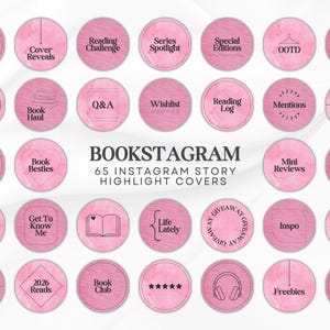 Bookstagram Trendy Instagram Highlight Cover Canva Book Lover Social Media Bookish Icon Minimalist Instagram Pink Aesthetic IG Story Icons