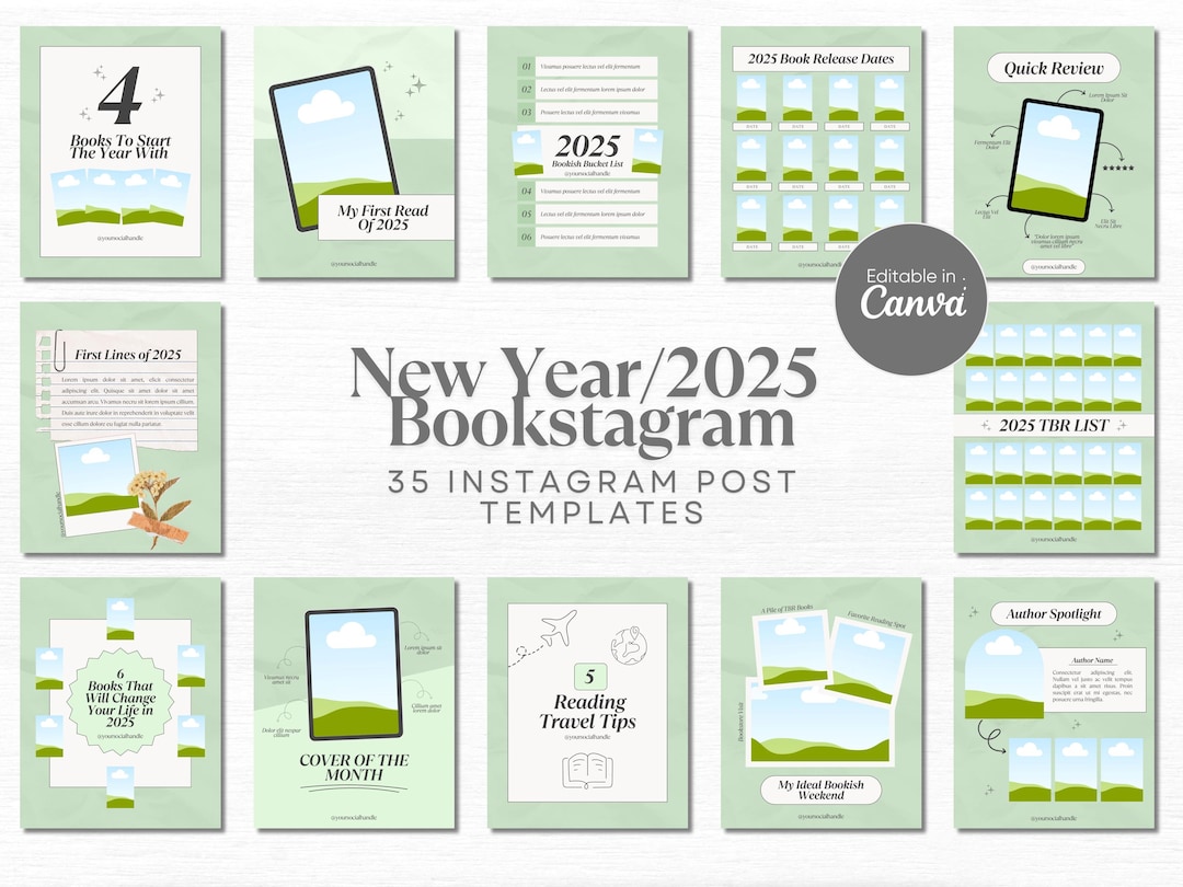 2025 Book Template Bookstagram Canva Bookish Instagram Book Lover ...