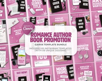 Romance Author Book Launch Canva Book Marketing Kit Bookstagram Bundle Author Template Self Publish Book Promo