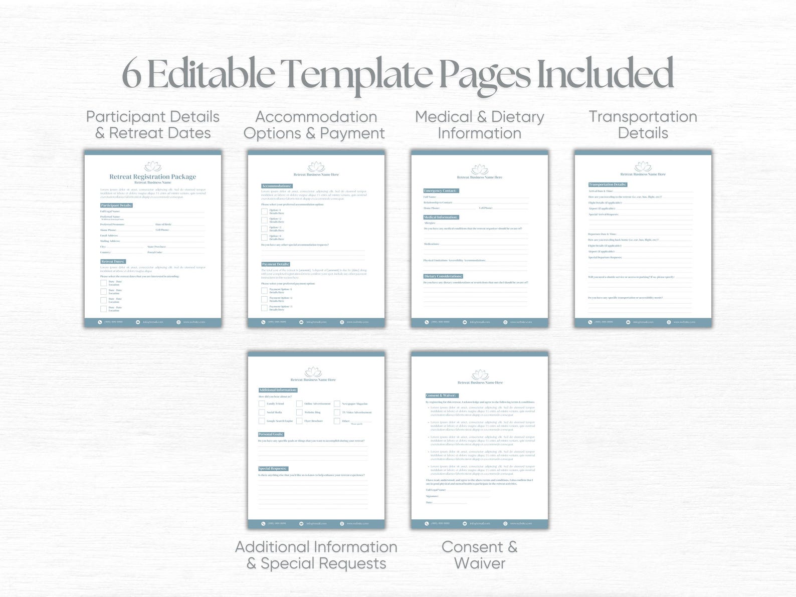 Wellness Retreat Registration Form Template Editable Yoga Retreat ...