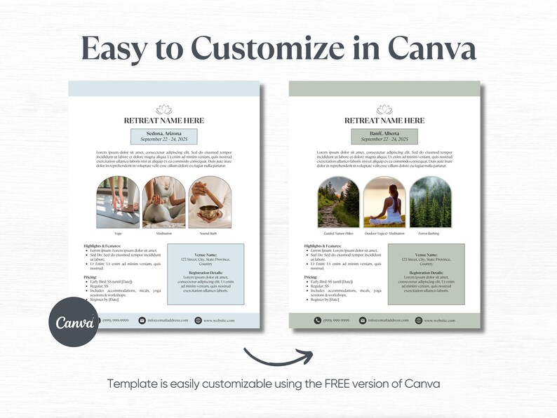 Custom Canva Retreat Planning Template Wellness Retreat Flyer Yoga ...