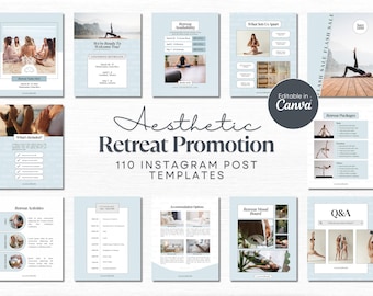 Wellness Retreat Instagram Post Template Yoga Retreat Promotion Women Workshop Event Planning Customizable Template Social Media Marketing