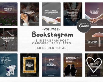Karuzela na Instagramie Post Przytulny Estetyczny Szablony Bookstagram Canva Miłośnik książek Media społecznościowe Twórca treści książkowych Influencer książkowy