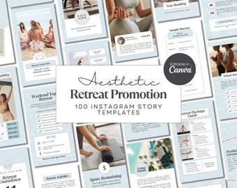 Wellness Retreat Instagram Story Template Yoga Retreat Planning Women Retreat Planner Event Organization Travel Marketing Canva Retreat Idea
