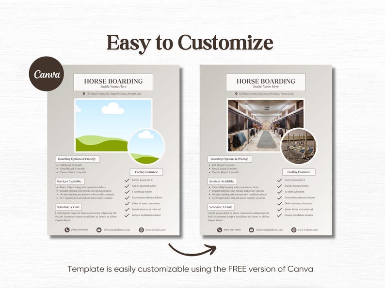 Horse Boarding Advertisement Canva Equestrian Template Barn Owner ...