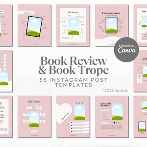 Book Trope Template Bookstagram Story Bookish Instagram Book Review Canva Template Bookstagrammer Social Media Literary Trope Book Marketing. Light pink aesthetic. Instant Download.