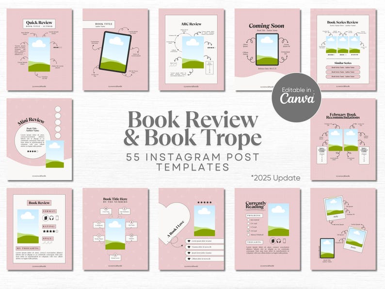 Book Trope Template Bookstagram Story Bookish Instagram Book Review Canva Template Bookstagrammer Social Media Literary Trope Book Marketing. Light pink aesthetic. Instant Download.