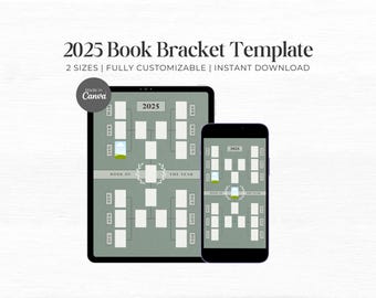 2025 Book Bracket Monthly Reading Tracker Digital Book Tracker Canva Reading Challenge Tracker Template Book Of The Year Bookish Template
