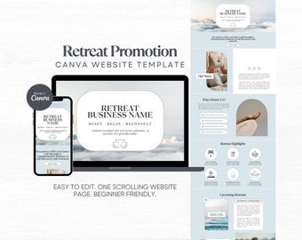 Yoga Retreat Website Wellness Retreat Canva Landing Page Women's Retreat Marketing One Page Website Sales Page Canva Sales Funnel Template