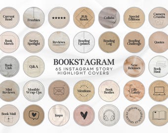 Bookstagram Trendy Instagram Highlight Cover Canva Book Lover Social Media Bookish Icon Minimalist Instagram Boho Aesthetic IG Story Icons