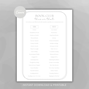 Book Club Printable Game Editable Book Lover This or That Would You Rather Book Club Activity Customizable Canva Template Instant Download
