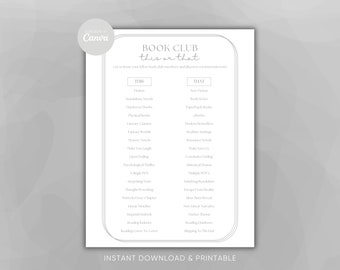 Book Club Printable Game Editable Book Lover This or That Would You Rather Book Club Activity Customizable Canva Template Instant Download