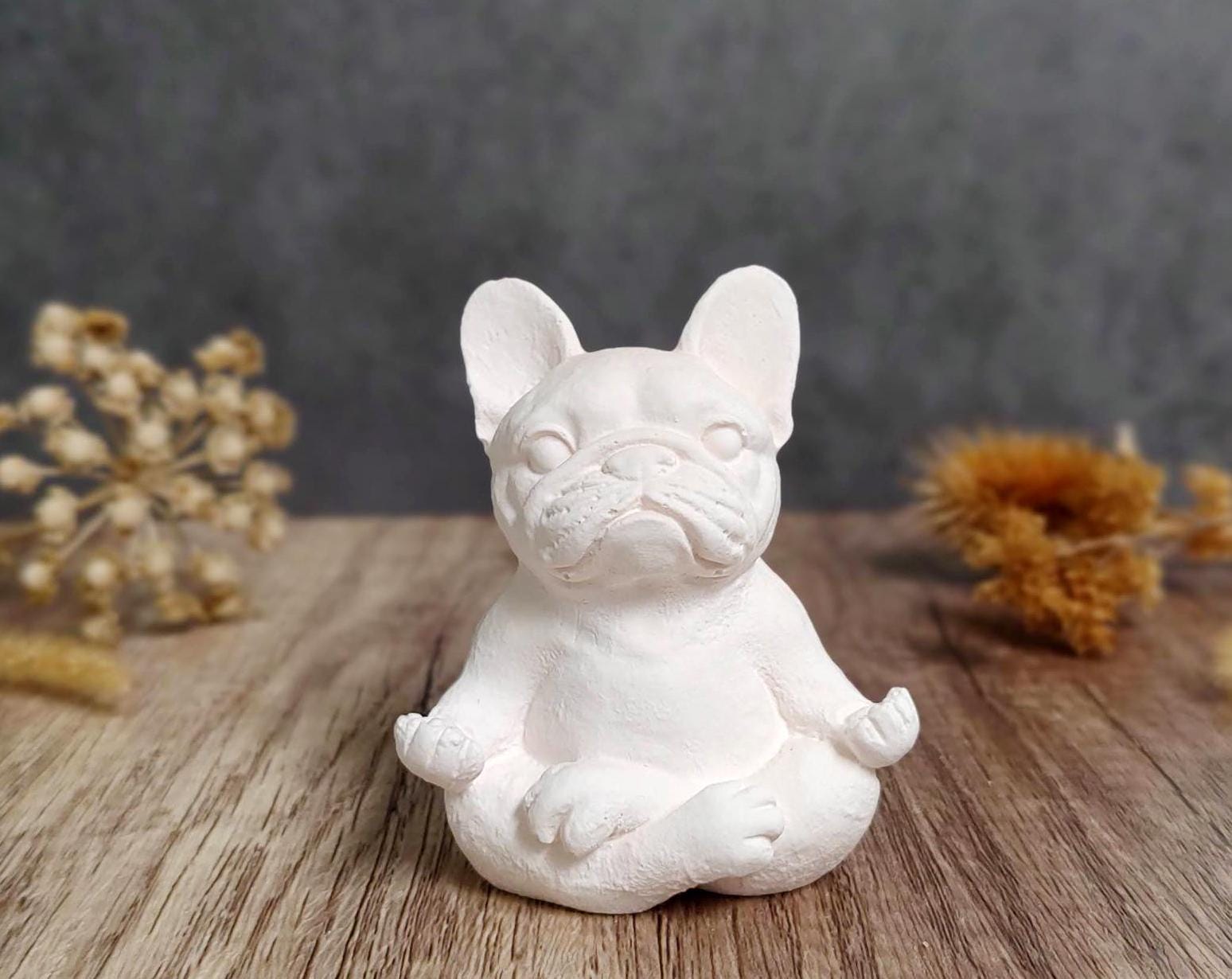 Yoga French Bulldog: Frenchie Figurine, Bookshelf Decor, Zen