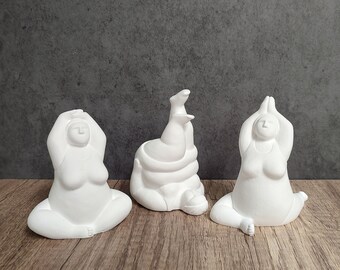 Figurines de yoga fantaisistes : sculptures de femmes pour décoration d'étagère ou de studio, cadeau pour un ami positivisme corporel, décoration de cabine amusante, dortoir d'étudiantes