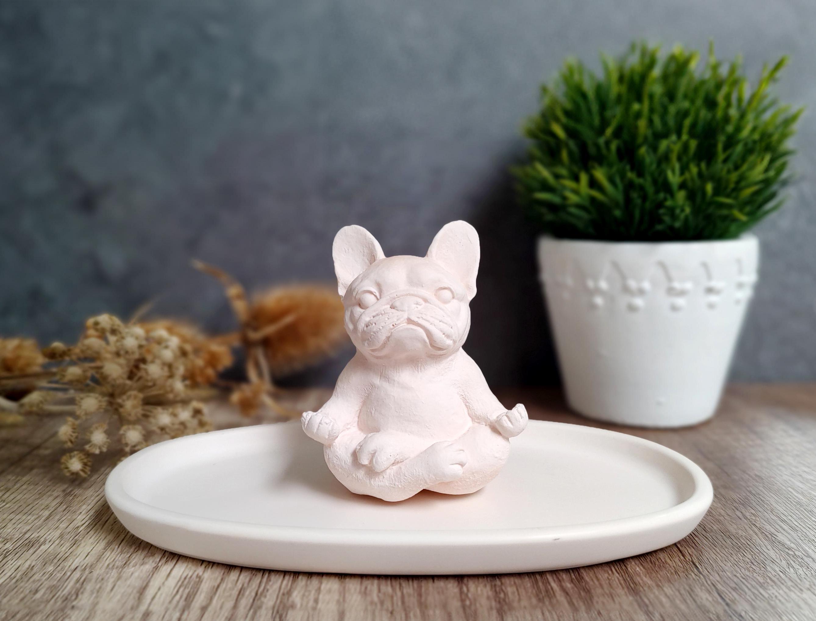 Yoga French Bulldog: Frenchie Figurine, Bookshelf Decor, Zen