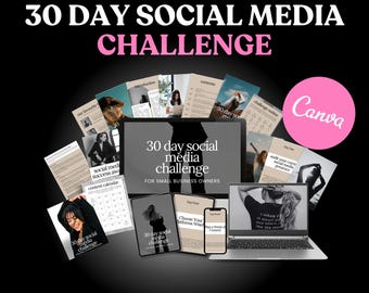 30 Day Social Media Challenge Workbook MRR PLR, Content Planner Analytics Tracker, Instagram Strategy Ebook, Freebie Lead Magnet Guide