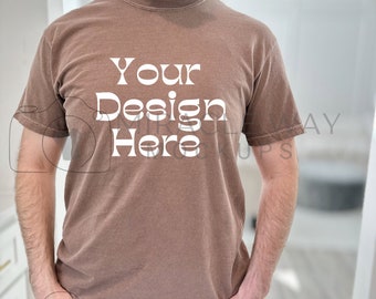 Men’s Comfort Colors 1717 Pepper Digital Download Mockup Male Comfort Colors C1717 Espresso