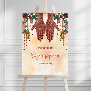 Mehndi Welcome Sign, Mehendi Wedding Sign Indian Welcome to Mehndi Sign Henna Party Welcome Sign Indian Wedding Decor Mehendi Welcome Board