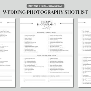 Lista de tomas de fotografía de boda - Lista de tomas de fotógrafo, editable, plantilla CANVA, plantilla de lista de tomas de boda, lista de verificación de bodas imprimible