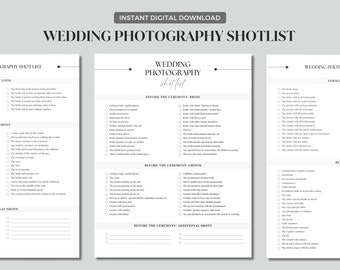 Wedding Photography Shot List - Photographer Shot List, Editable, CANVA Template, Wedding Shot List Template, Printable Wedding Checklist